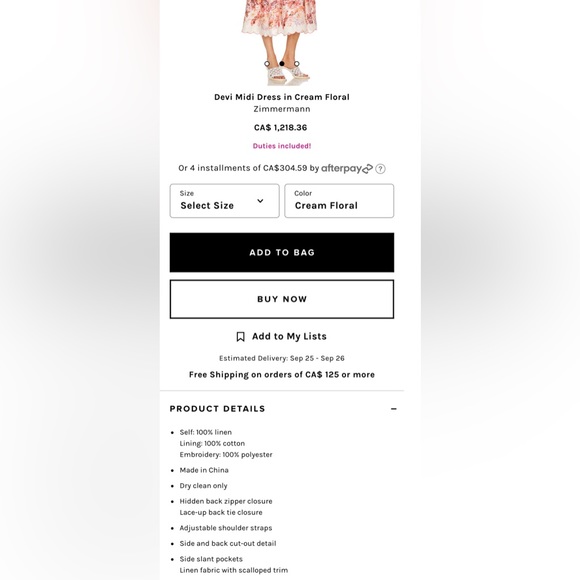 SOLD Zimmermann Devi Midi Linen Dress - size 0 | XS-S - Picture 15 of 15